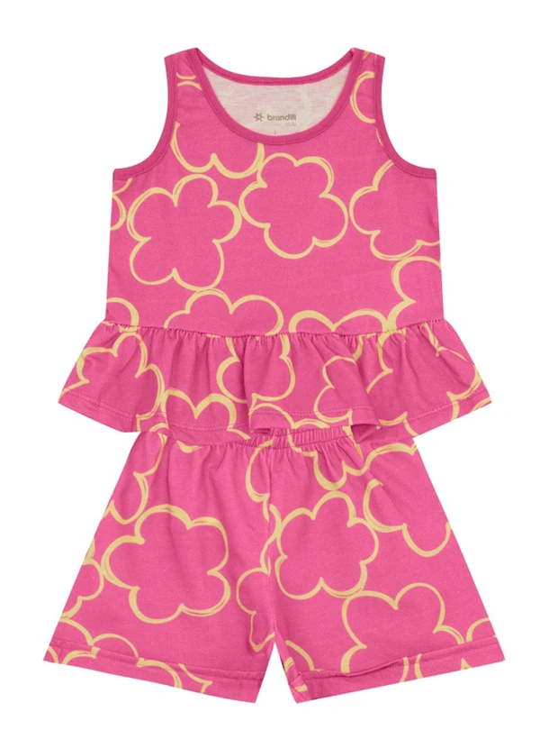 Brandili - Conjunto Infantil Menina de Flores Rosa