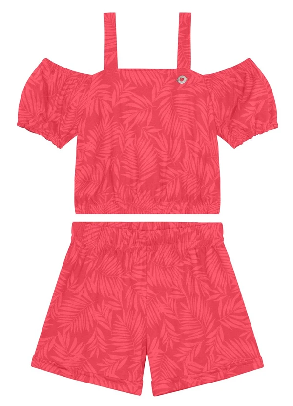 Brandili - Conjunto Infantil Menina de Folhas Vermelho 2