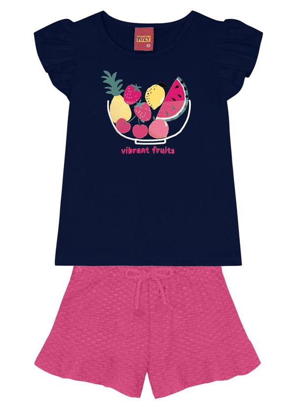 Kyly - Conjunto Infantil Menina de Frutas Marinho