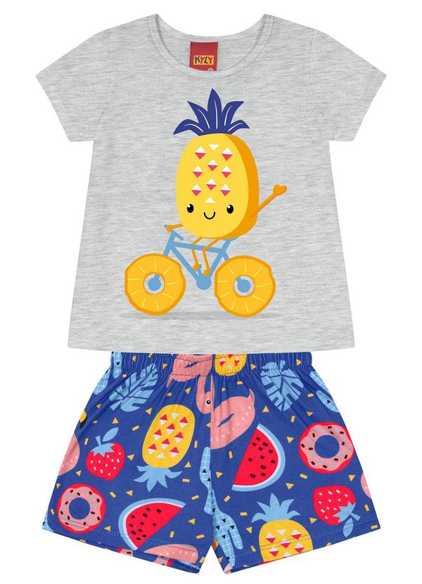 Kyly - Conjunto Infantil Menina de Frutinhas Cinza
