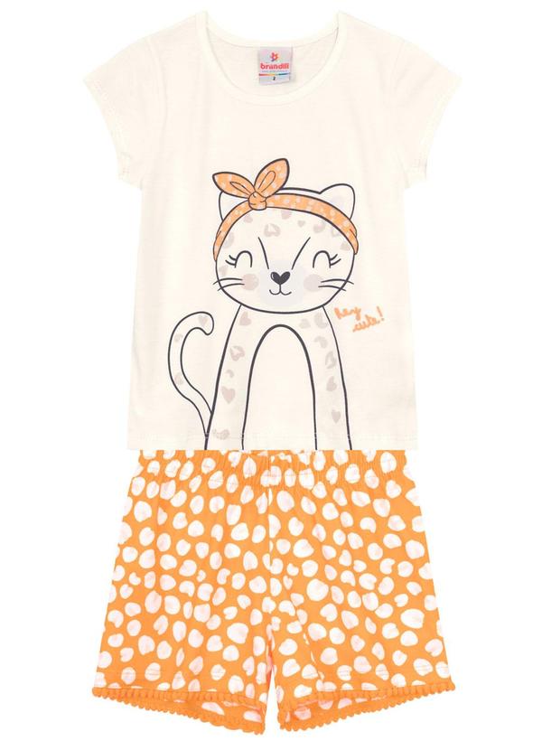 Brandili - Conjunto Infantil Menina de Gatinho Bege