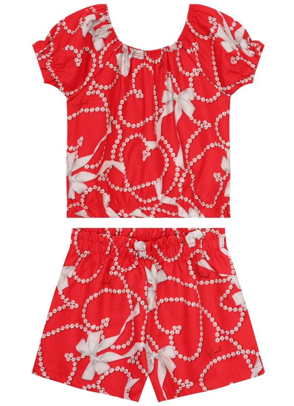 Brandili - Conjunto Infantil Menina de Laços Vermelho