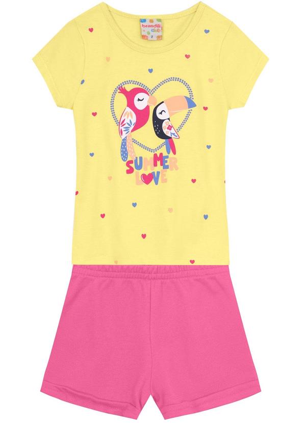 Brandili - Conjunto Infantil Menina de Pássaros Amarelo