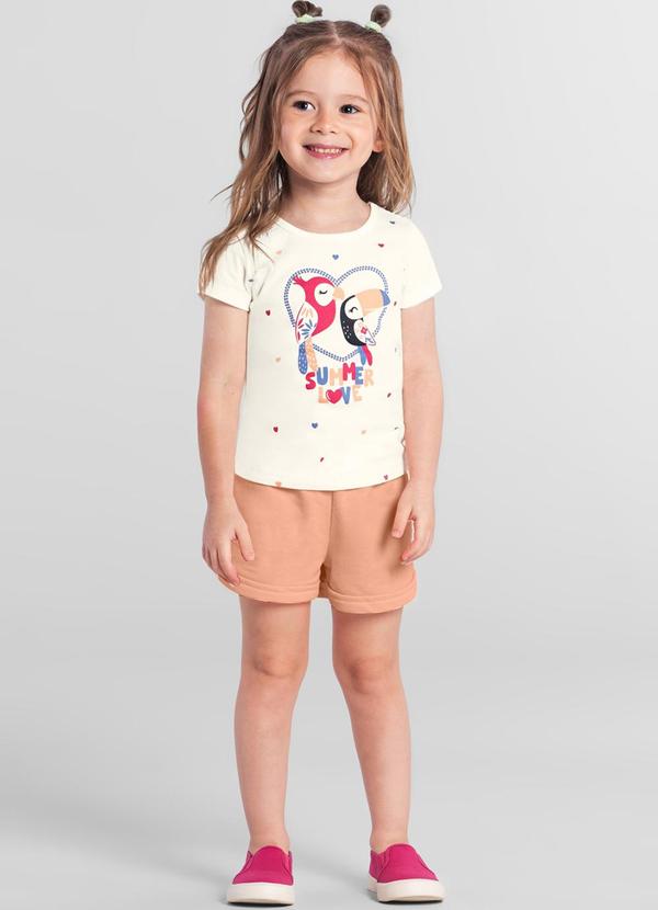 Brandili - Conjunto Infantil Menina de Pássaros Bege