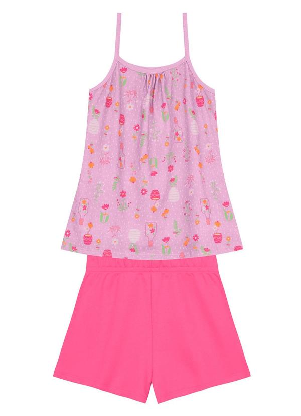 Brandili - Conjunto Infantil Menina de Plantas Rosa