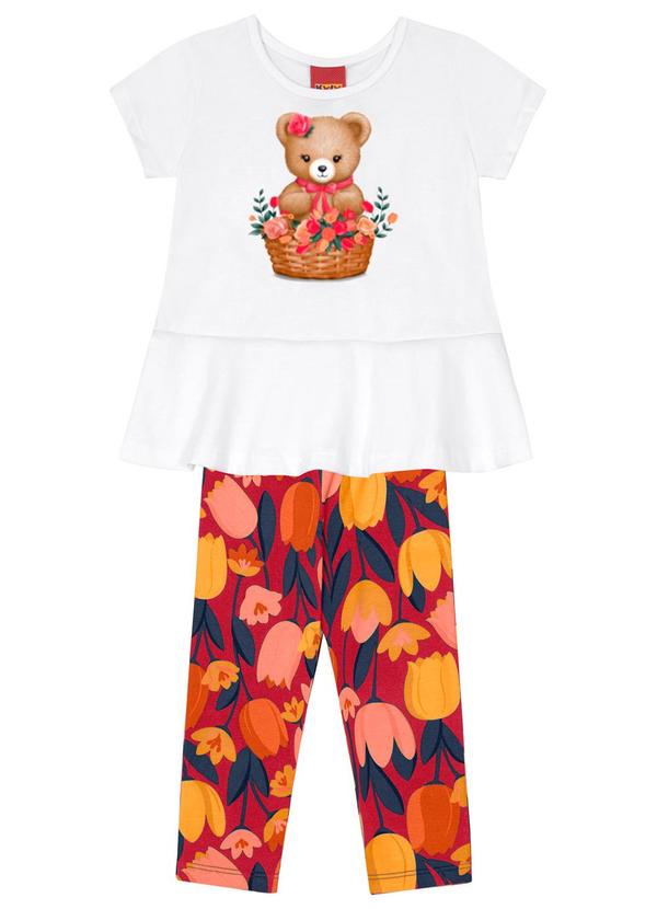 Kyly - Conjunto Infantil Menina de Ursinha Branco