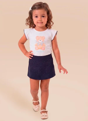 Brandili - Conjunto Infantil Urso com Strass Branco - BRANDILI