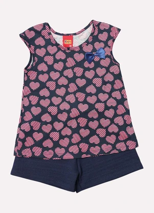 Kyly - Conjunto Infantil Menina Decote U Azul - KYLY