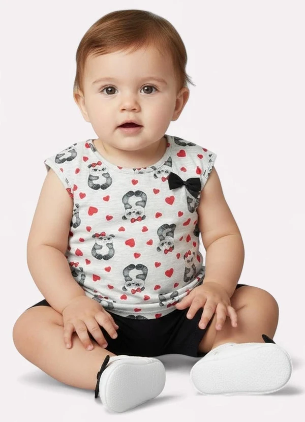 Kyly - Conjunto Infantil Menina Decote U Cinza