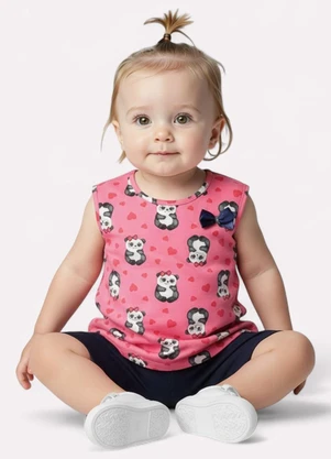 Kyly - Conjunto Infantil Menina Decote U Rosa - KYLY