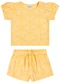 Elian - Conjunto Infantil Menina Devorê Floral Bege - variação: Amarelo