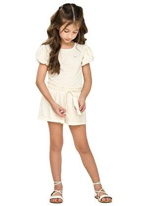 Elian - Conjunto Infantil Menina Devorê Floral Bege - ELIAN