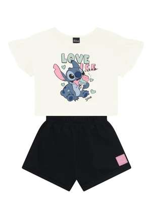 Brandili - Conjunto Infantil Menina do Stitch Natural - BRANDILI