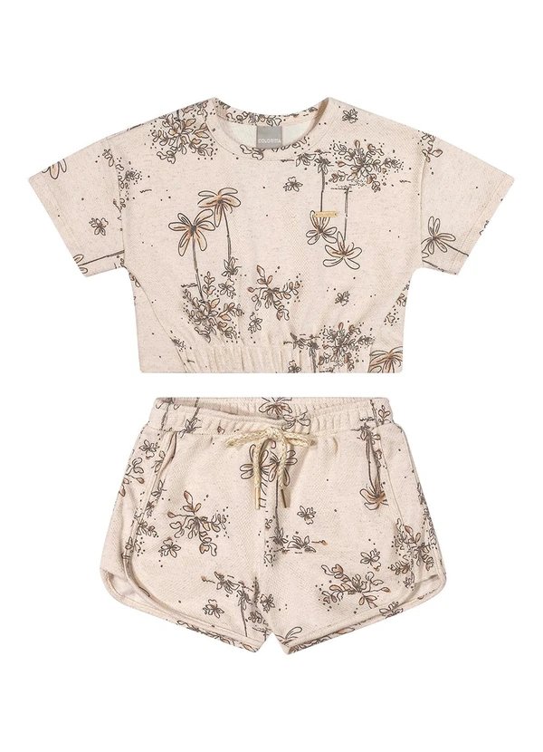 Colorittá - Conjunto Infantil Menina Dupla Face Linho Bege 3