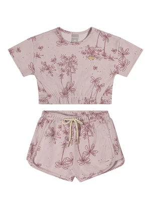 Colorittá - Conjunto Infantil Menina Dupla Face Linho Rosa - COLORITTÁ