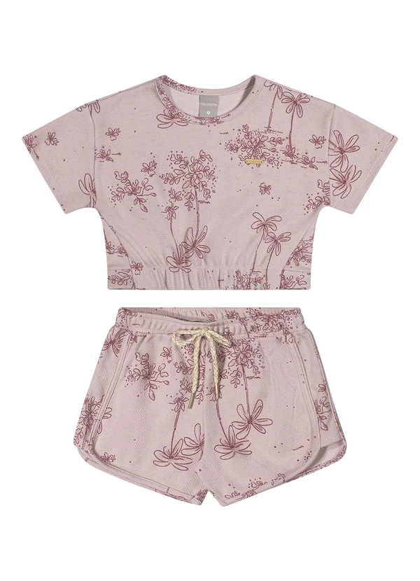 Colorittá - Conjunto Infantil Menina Dupla Face Linho Rosa