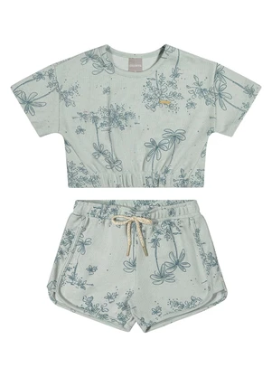 Colorittá - Conjunto Infantil Menina Dupla Face Linho Verde - COLORITTÁ