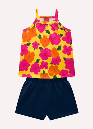 Kyly - Conjunto Infantil Menina em Algodão Amarelo - KYLY