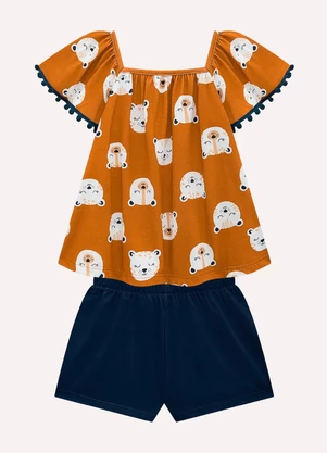 Kyly - Conjunto Infantil Menina em Algodão Amarelo - KYLY