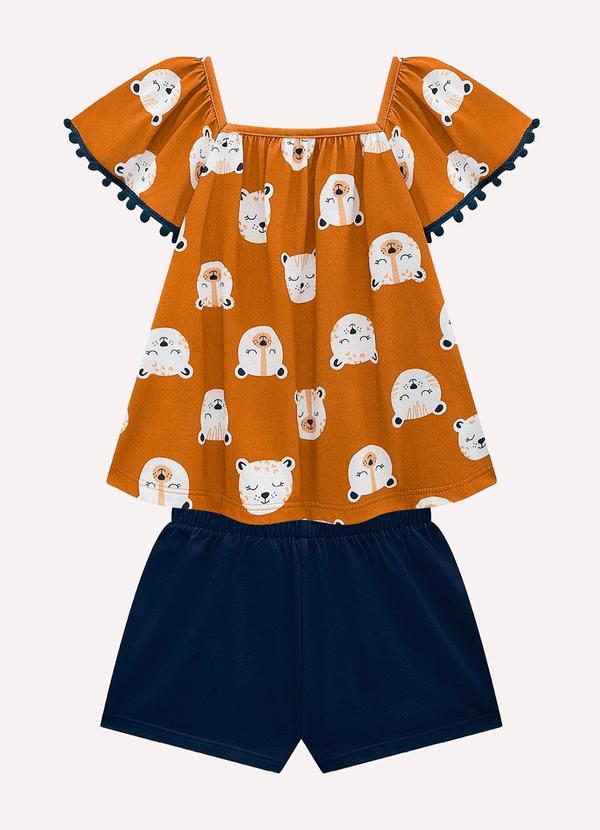 Kyly - Conjunto Infantil Menina em Algodão Amarelo