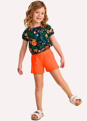 Nanai - Conjunto Infantil Menina em Algodão Azul Marinho - NANAI