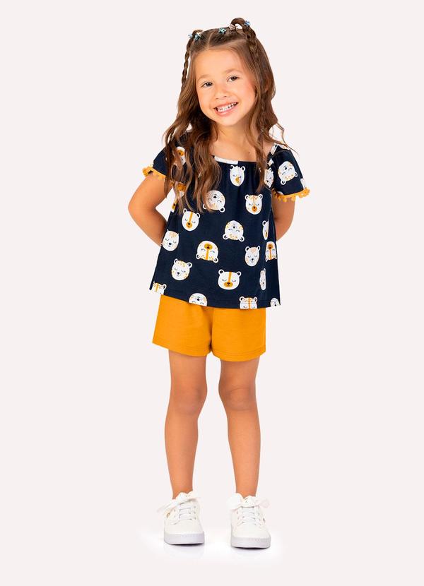 Kyly - Conjunto Infantil Menina em Algodão Azul Marinho 1