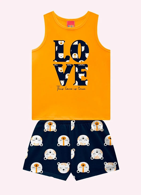 Kyly - Conjunto Infantil Menina em Algodão Azul Marinho