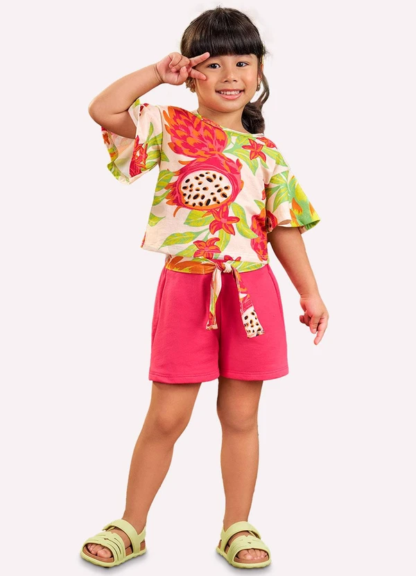 Nanai - Conjunto Infantil Menina em Algodão Bege