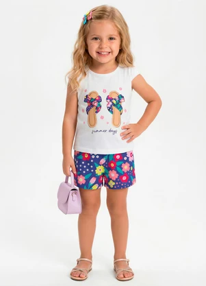 Kyly - Conjunto Infantil Menina em Algodão Branco - KYLY