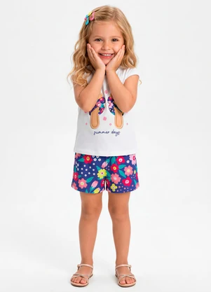 Kyly - Conjunto Infantil Menina em Algodão Branco - KYLY