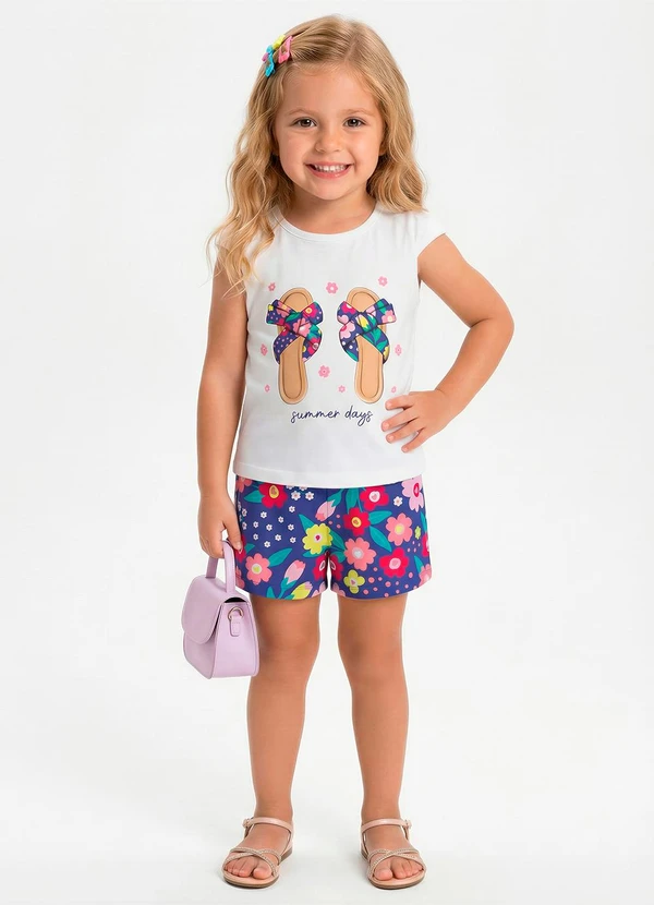 Kyly - Conjunto Infantil Menina em Algodão Branco 1