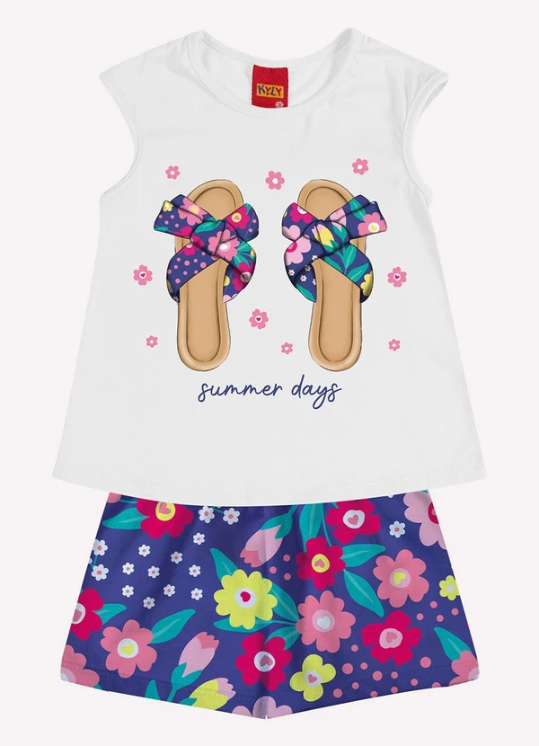 Kyly - Conjunto Infantil Menina em Algodão Branco 3