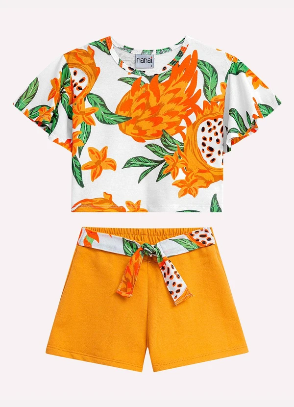 Nanai - Conjunto Infantil Menina em Algodão Branco