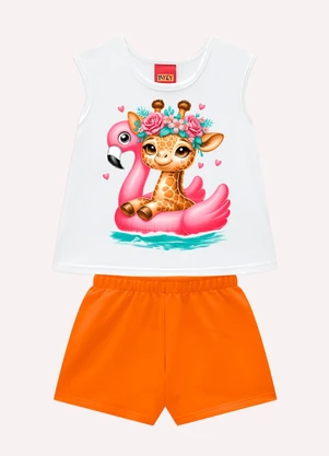 Kyly - Conjunto Infantil Menina em Algodão Branco - KYLY