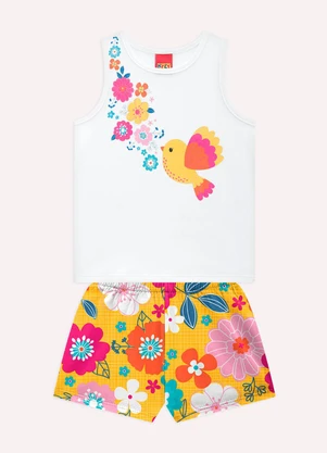 Kyly - Conjunto Infantil Menina em Algodão Branco - KYLY