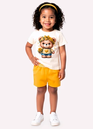 Kyly - Conjunto Infantil Menina em Algodão Branco - KYLY