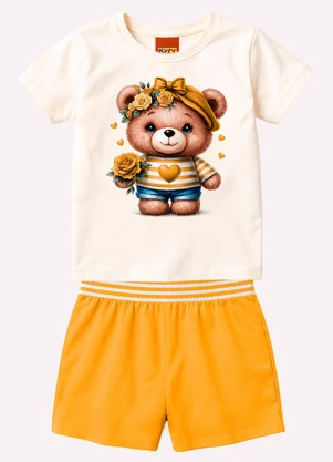 Kyly - Conjunto Infantil Menina em Algodão Branco - KYLY