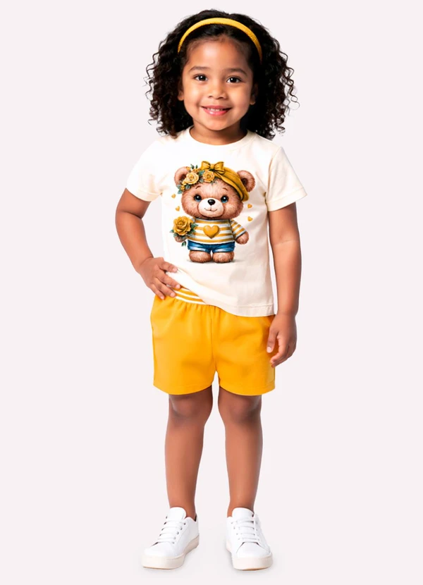Kyly - Conjunto Infantil Menina em Algodão Branco
