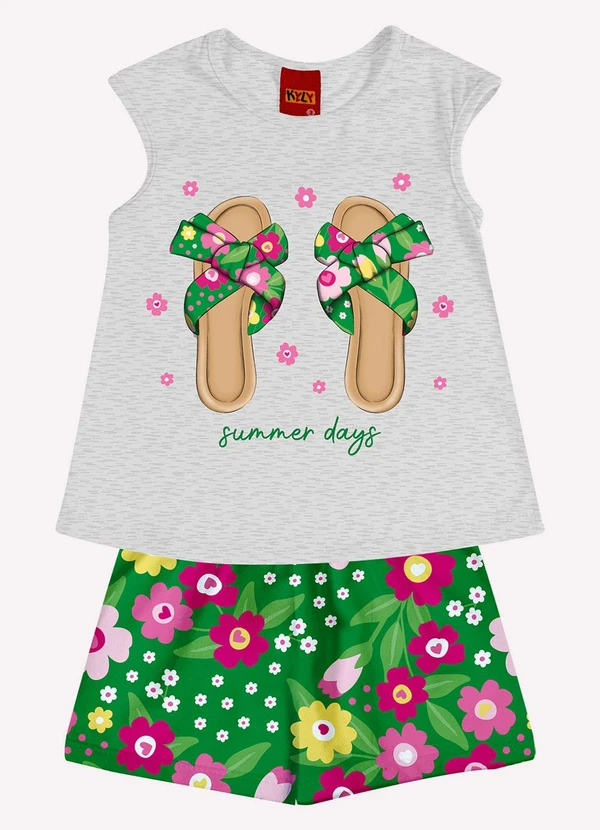 Kyly - Conjunto Infantil Menina em Algodão Cinza