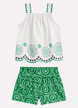 Nanai - Conjunto Infantil Menina em Algodão Cinza - NANAI