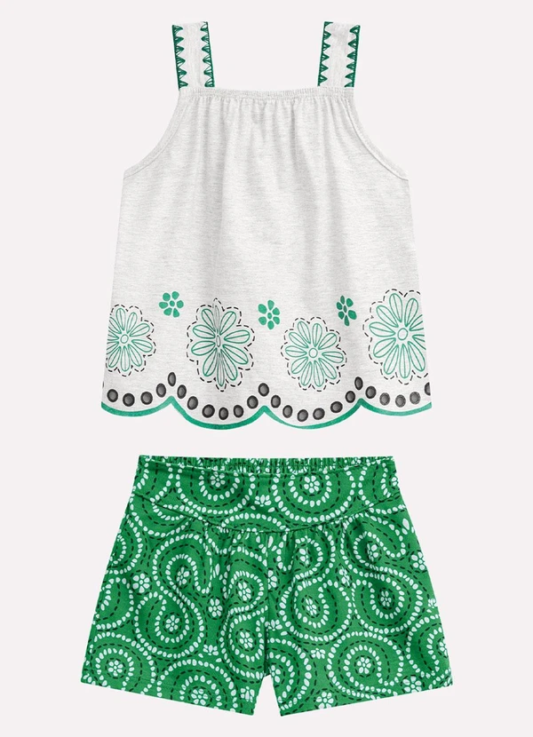 Nanai - Conjunto Infantil Menina em Algodão Cinza