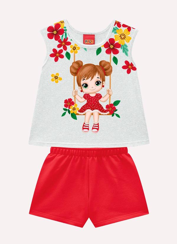 Kyly - Conjunto Infantil Menina em Algodão Cinza