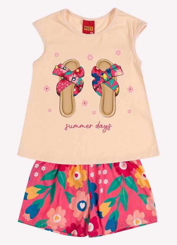 Kyly - Conjunto Infantil Menina em Algodão Laranja
