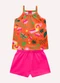 Kyly - Conjunto Infantil Menina em Algodão Rosa - variação: Laranja