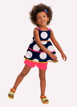 Nanai - Conjunto Infantil Menina em Algodão Marinho - NANAI