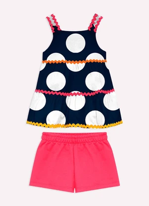Nanai - Conjunto Infantil Menina em Algodão Marinho - NANAI