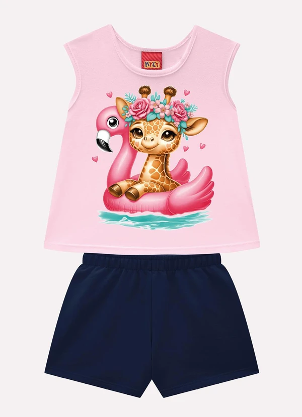 Kyly - Conjunto Infantil Menina em Algodão Rosa