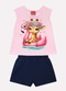 Kyly - Conjunto Infantil Menina em Algodão Branco - variação: Rosa