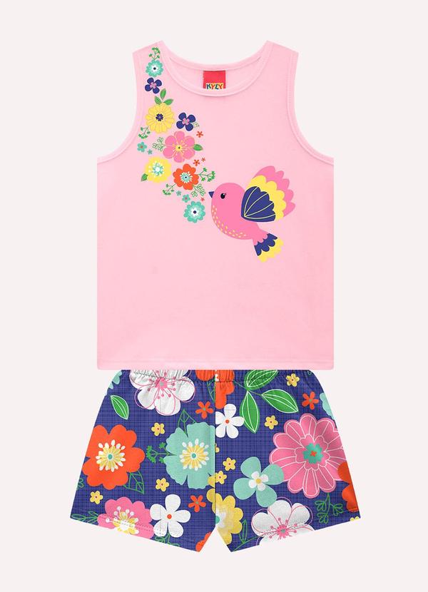 Kyly - Conjunto Infantil Menina em Algodão Rosa