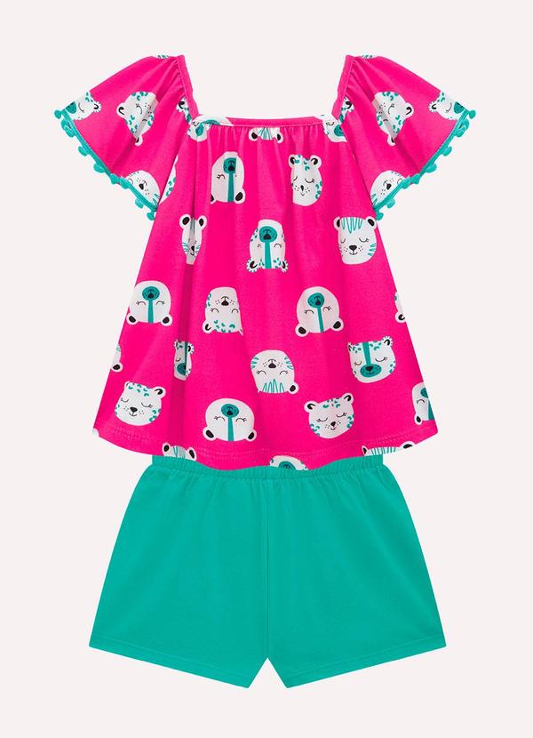 Kyly - Conjunto Infantil Menina em Algodão Rosa 1